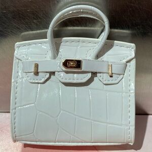 🐊👜 Handmade Mini White Crocodile Pattern Birkin AirPods Tote Bag Charm Miniature
